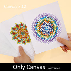 Canvas-only version of mandala diamond painting kit, ideal for DIY wall art and mindful crafting