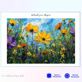 Textured Wildflower Mosaic Field