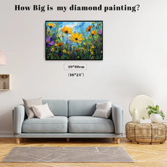 Textured Wildflower Mosaic Field