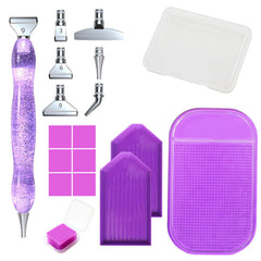 Diamond painting tool kits in purple with glitter pen and complete accessories – built for precise and relaxing crafting.