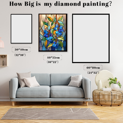 Stained Glass Blueberry Branch