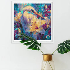 Egret & Iridescent Lily