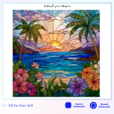 Stained Glass Tropical Sunset