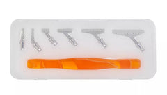 Diamond painting pens with orange ergonomic resin grip, steel tips, and case – suitable for DIY, nail art, and gift giving.