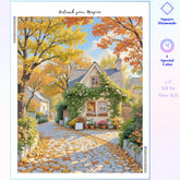Autumn Cottage Cobblestone Path