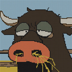 Close-up of 30x30cm small funny animal diamond art kit, round drill  ; ideal beginner diamond art  kit for peaceful home vibes; Small Funny series.