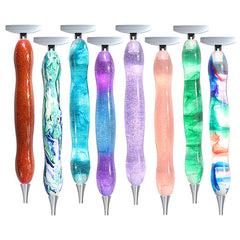 Set of colorful glitter resin diamond painting pens with ergonomic dual tips, great gift for crafters who love style and function.