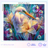Egret & Iridescent Lily