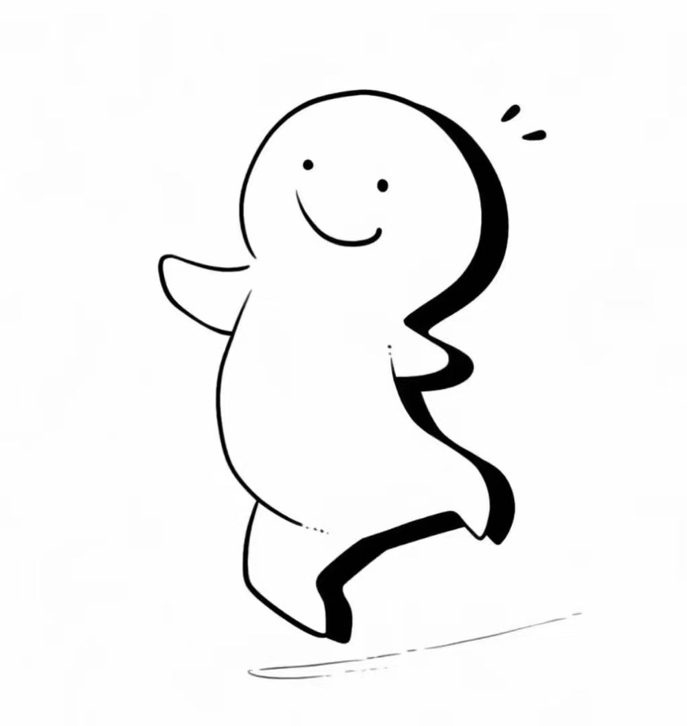 Clean line art of a happy stick figure, playful and easy diamond painting perfect for gifting or desk display.