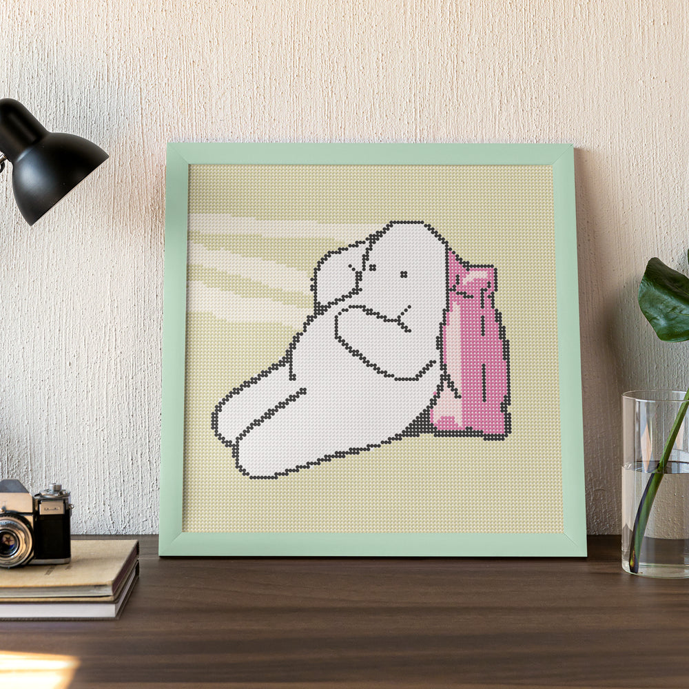 Framed Relax Mode diamond art hung in a softly lit corner, perfect for zen-inspired room decor.