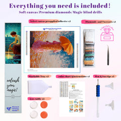 Impasto Orange Umbrella Stroll