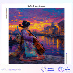 Impasto Sunset Cello Serenade