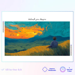 Impasto Sunset Contemplation Field