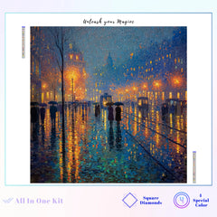 Impressionist Rainy City Night