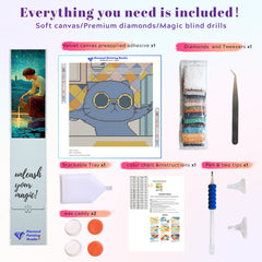 A complete DIY set for the Kitchen Cat funny diamond art project, including canvas, tools, and colorful resin drills. Great for beginners or creative gift-giving, this small diamond painting kit blends humor with a relaxed crafting process and ends with a unique conversation piece.