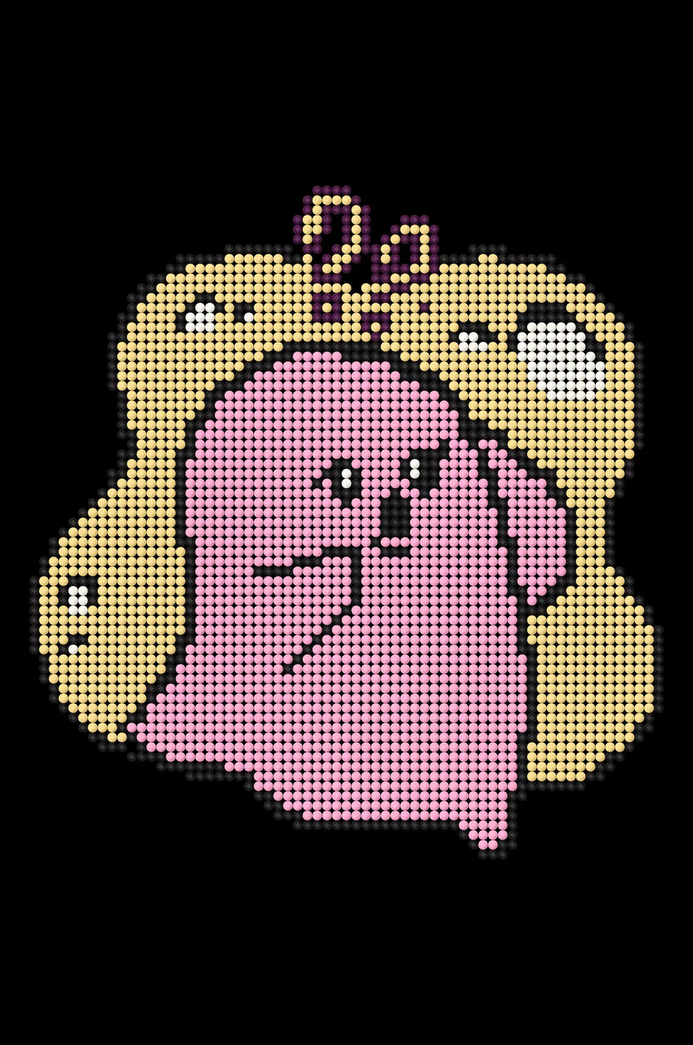 Mini small cute diamond painting kit “Confused Ghost” in pastel pink and beige tones, size 20x30cm, with 3,229 round drills in 5 colors including one AB dust drill. Perfect mindful DIY craft for beginners.