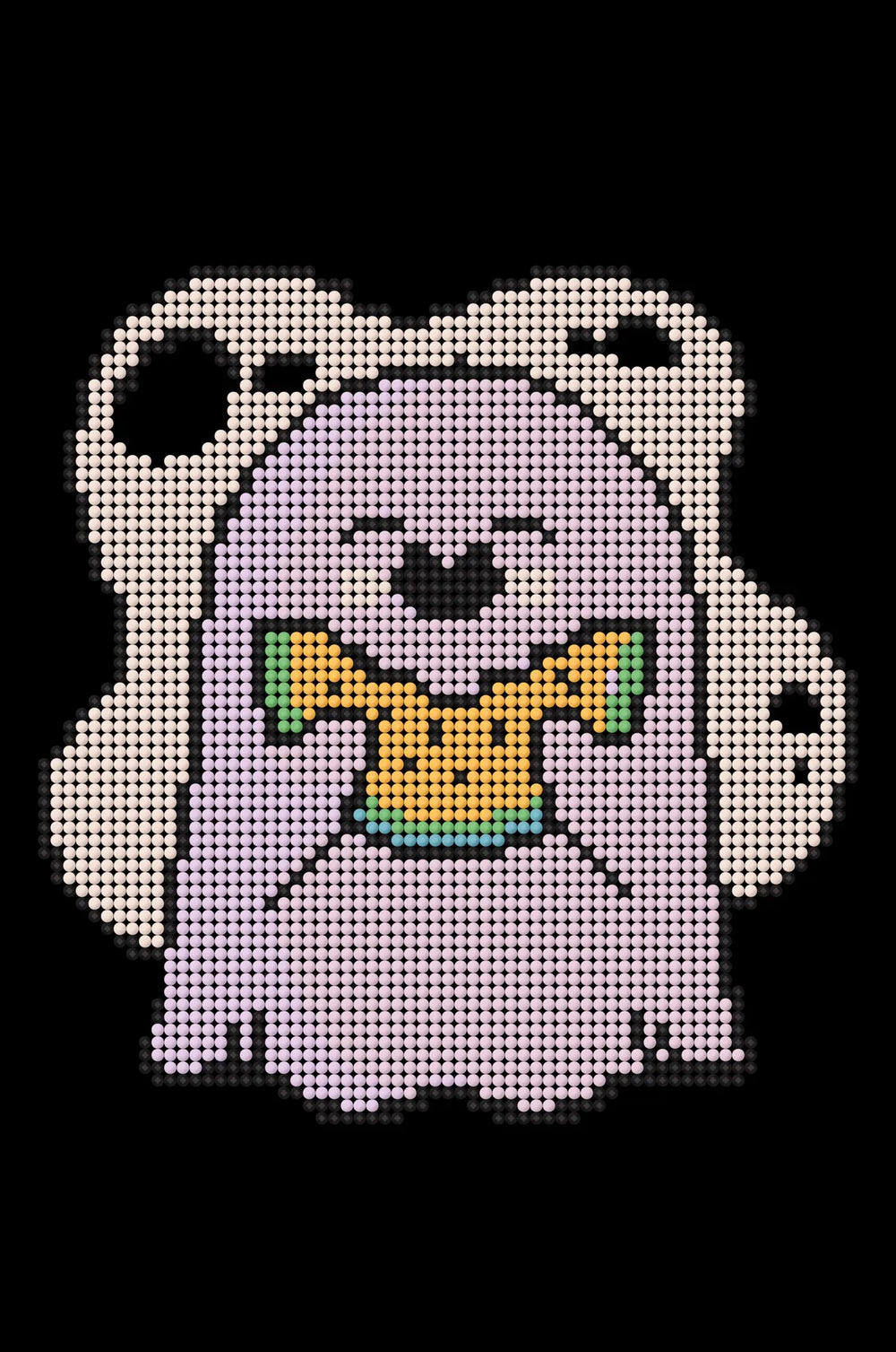 Mini small cute diamond painting kit “Watermelon Ghost” in pastel pink and white tones with watermelon slice detail. Size 20x30cm, 3,423 round drills, 7 colors plus 1 special AB color. Fun mindful DIY art for beginners.