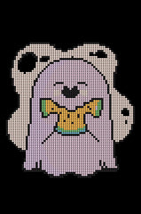 Mini small cute diamond painting kit “Watermelon Ghost” in pastel pink and white tones with watermelon slice detail. Size 20x30cm, 3,423 round drills, 7 colors plus 1 special AB color. Fun mindful DIY art for beginners.