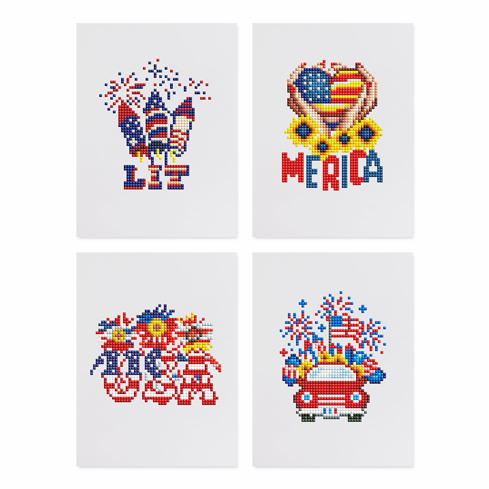 Celebrate American spirit and pride with this vibrant 4th of July DIAMOND PAINTING collection. Featuring patriotic designs such as fireworks, the American flag, and iconic symbols of freedom, this set is the perfect way to honor independence day through DIY DIAMOND ART. The collection’s bright reds, whites, and blues create a bold and festive atmosphere, making these pieces ideal for those who want to bring a touch of patriotism into their home decor.