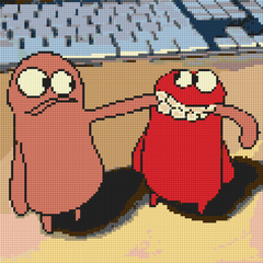 Pixelated image of two colorful cartoon monsters, one arm slung over the other in a mischievous yet adorable pose. This funny diamond art piece brings out joy, humor, and a bit of chaos—in the best way possible. A great DIY option for stress relief, unique friend gifts, or decorating play spaces with charm and attitude.