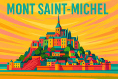 Mont Saint-Michel Diamond Painting Set from the Landmark Series. This pop art canvas, ideal for adults and travel enthusiasts, shows the iconic French abbey in vibrant colors. The final piece is a perfect decoration for a living room, adding a unique, handcrafted touch of European charm.