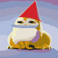 A close-up view of the finished Party Frog diamond painting, highlighting its joyful expression and bold design.