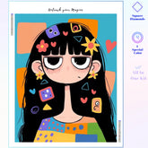 Patchwork Doodle Girl Fun