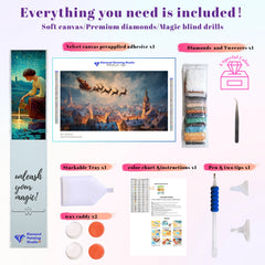 Santa's Sleigh Over Village