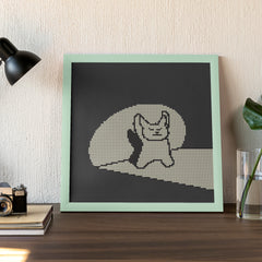 30x30cm finished sly cat diamond painting — a great funny art piece for office desks, dorm walls, or gifting to cat lovers.