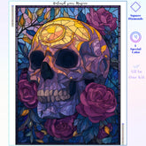 Stained Glass Skull & Roses