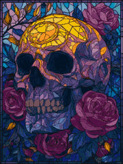 Stained Glass Skull & Roses