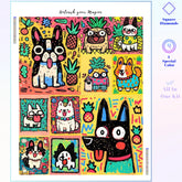 Tropical Doodle Dog Collage