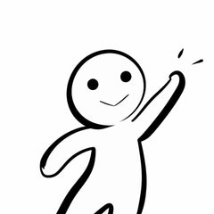 DIY diamond painting kit preview for the waving stickman design — fun gag gift or desk decor for fans of light-hearted, easy crafts.