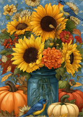Autumn Sunflowers in Jar