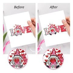 Before and after comparison of completed floral mini diamond paintings with vibrant resin diamonds – a great DIY art gift for loved ones.