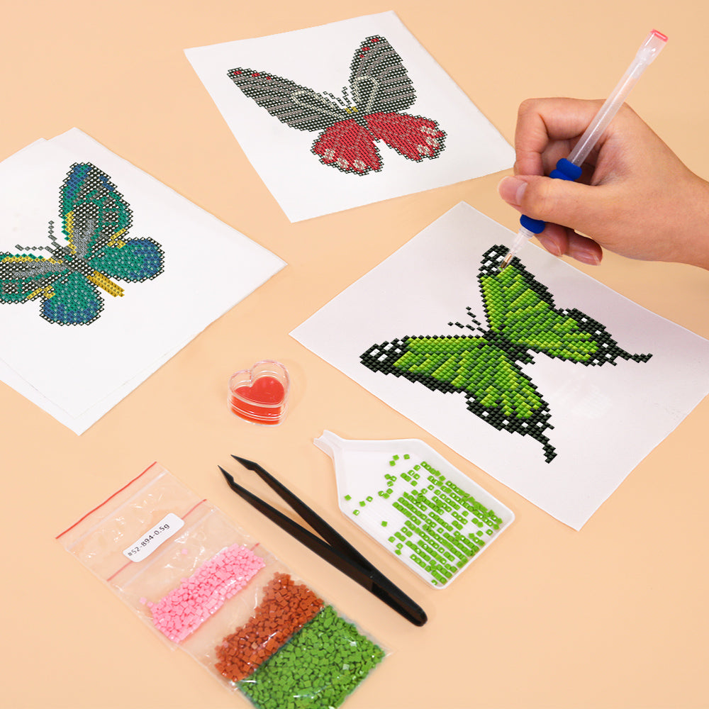 Butterfly DIY diamond painting kit with tools and canvas