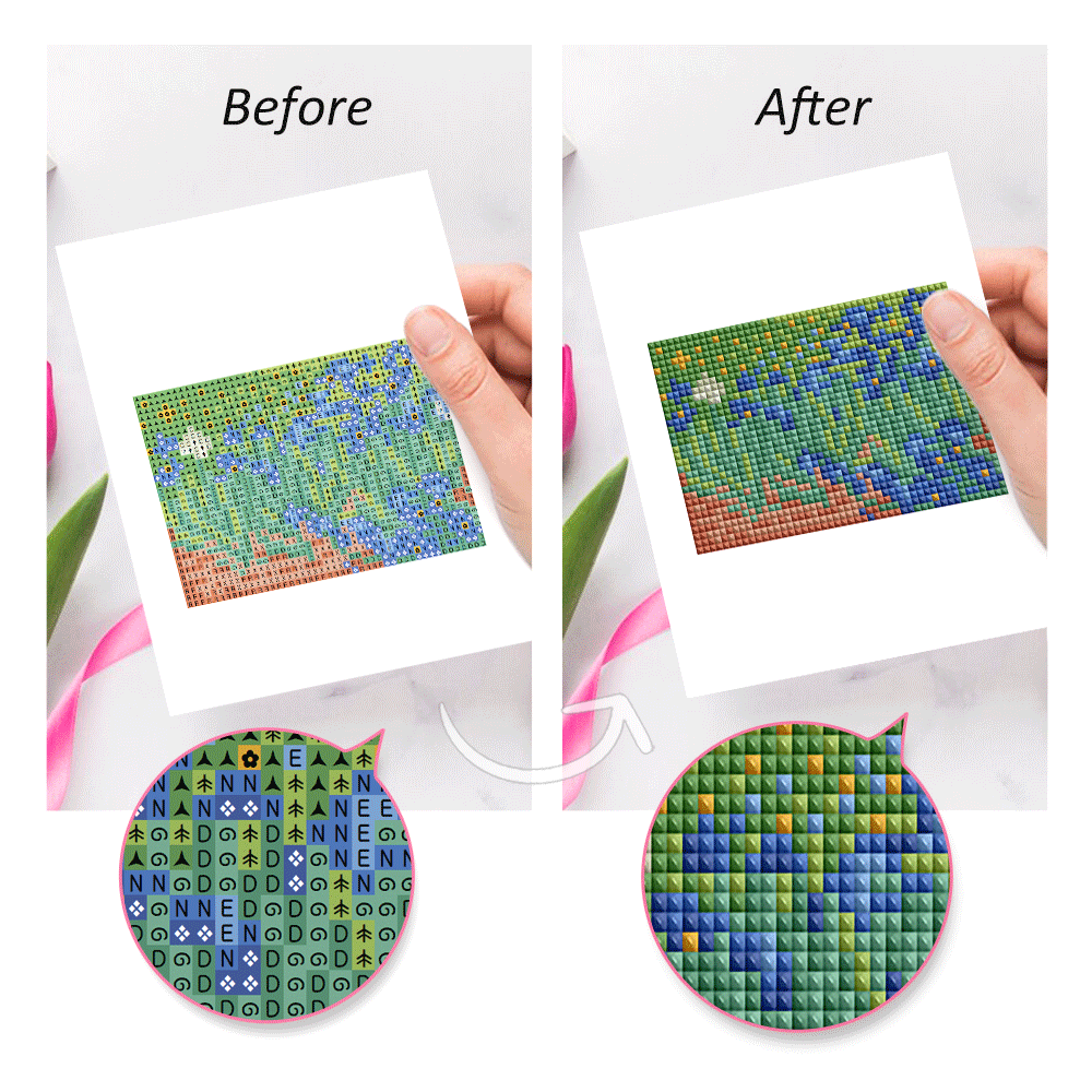 Mini Starry Night diamond painting displayed in frame on table – elegant and gallery-ready look.