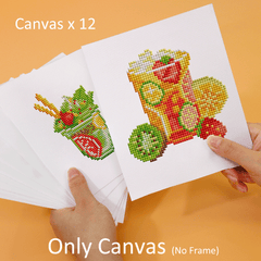 12 mini diamond painting canvases featuring cocktail drink illustrations, perfect for party lovers and seasonal gift ideas.