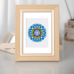 Framed mandala diamond painting displayed as elegant wall décor – handmade art that brings calm energy