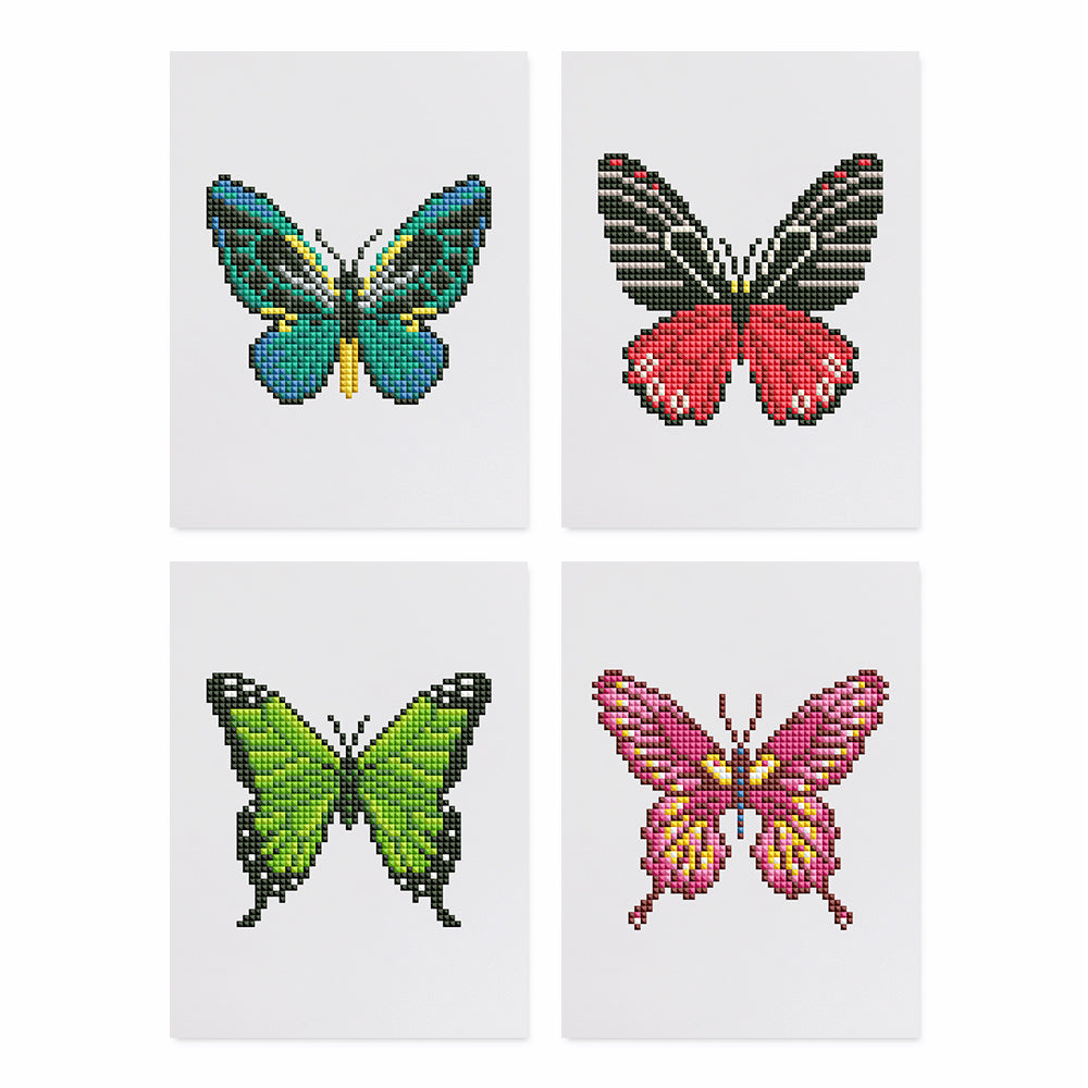4 colorful butterfly diamond painting kits in one mini pack