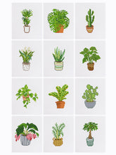 A complete set of 12 mini diamond painting canvases featuring cute potted plants—ideal for indoor plant lovers seeking a mindful DIY craft project.