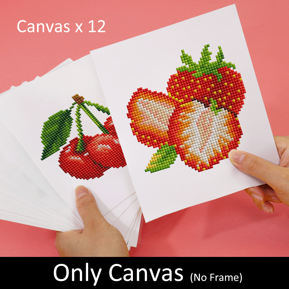 Step-by-step strawberry diamond painting, great for beginners and kids, featuring bright colors and a fun summer theme.