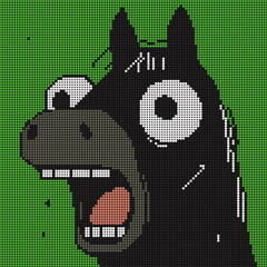 Side view of the shocked horse diamond painting, emphasizing dramatic facial expression for quirky decor fans.