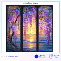 Wisteria Sunset Triptych Art