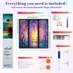 Wisteria Sunset Triptych Art