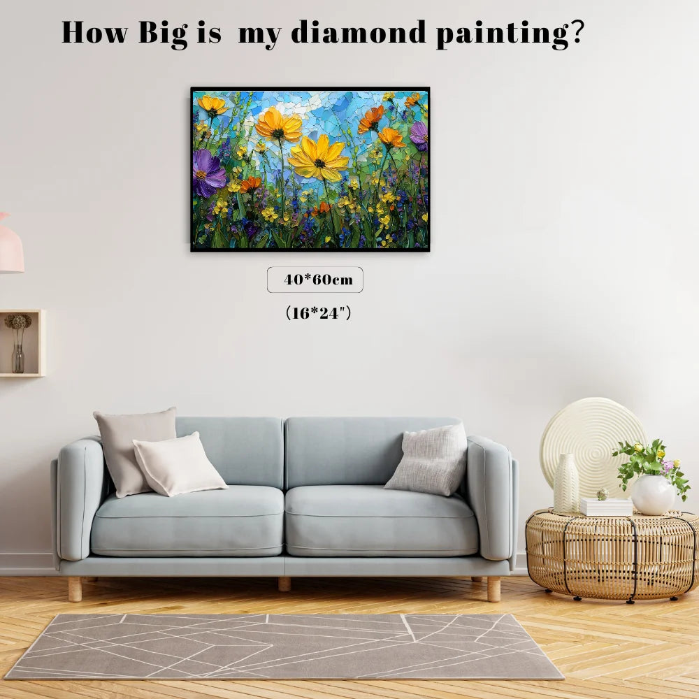 Textured Wildflower Mosaic Field