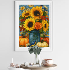 Autumn Sunflowers in Jar