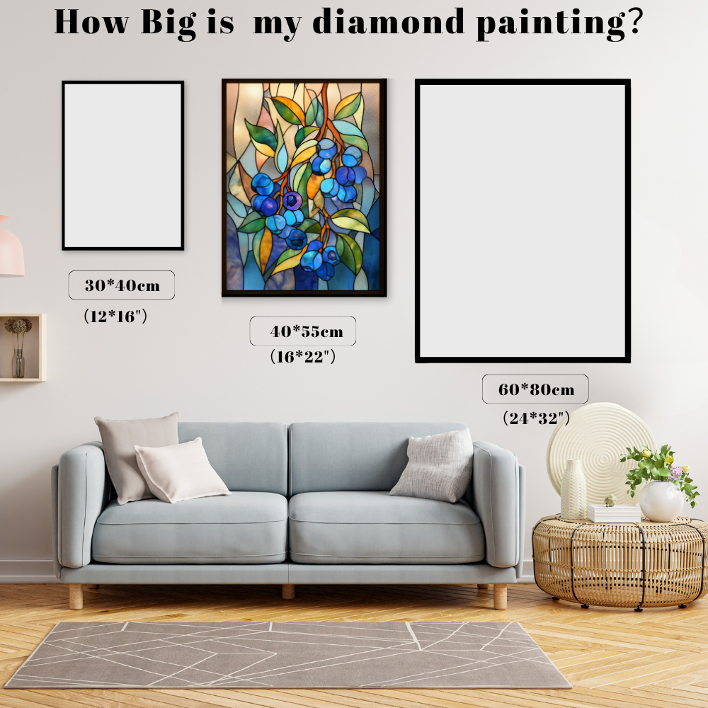 Stained Glass Blueberry Branch