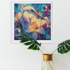 Egret & Iridescent Lily