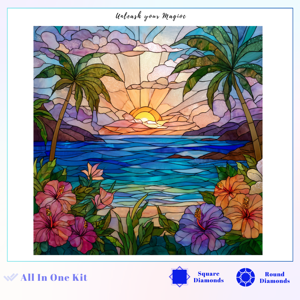 Stained Glass Tropical Sunset